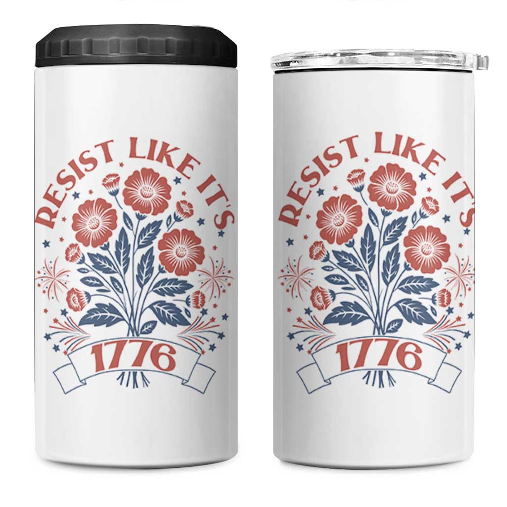 Resist Like its 1776 4 in 1 Can Cooler Tumbler Vintage Boho Floral Subtle 250th Anniversary
