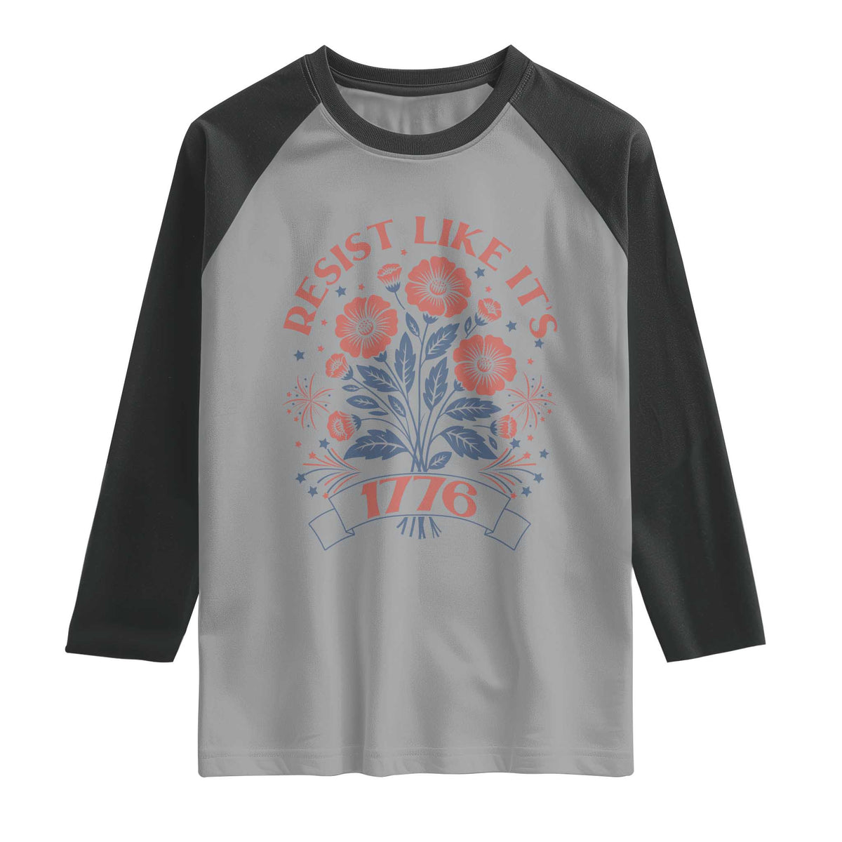 Resist Like its 1776 Raglan Shirt Vintage Boho Floral Subtle 250th Anniversary