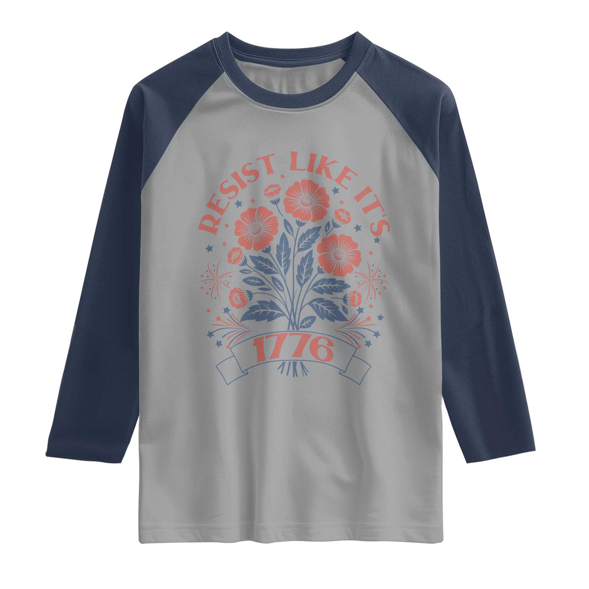 Resist Like its 1776 Raglan Shirt Vintage Boho Floral Subtle 250th Anniversary