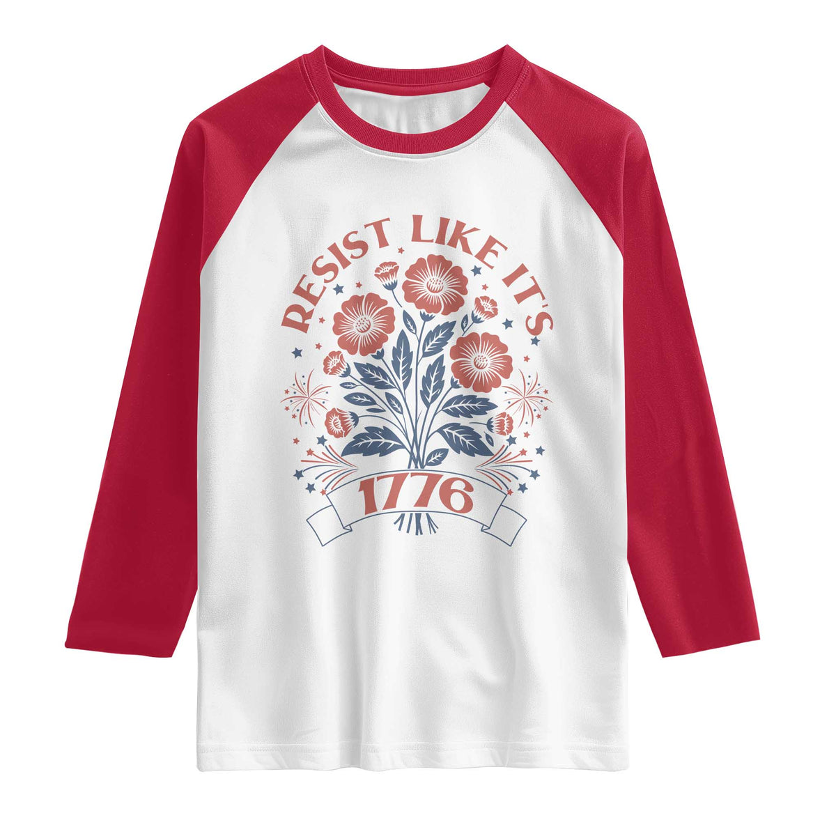 Resist Like its 1776 Raglan Shirt Vintage Boho Floral Subtle 250th Anniversary
