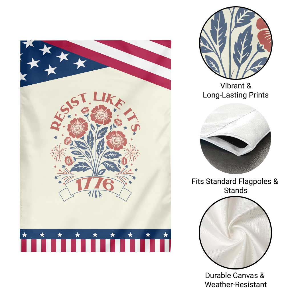 Resist Like its 1776 Patriotic Garden Flag Vintage Boho Floral Subtle 250th Anniversary