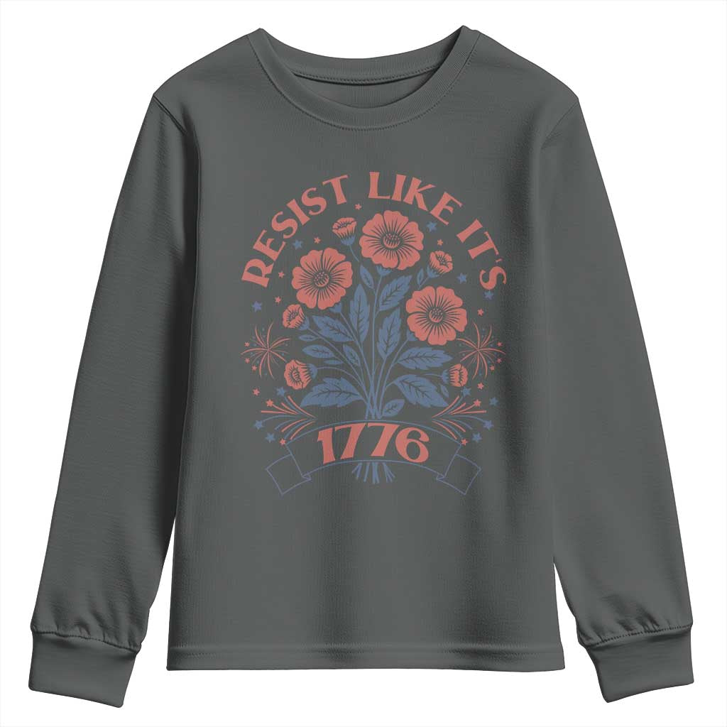 Resist Like its 1776 Youth Sweatshirt Vintage Boho Floral Subtle 250th Anniversary