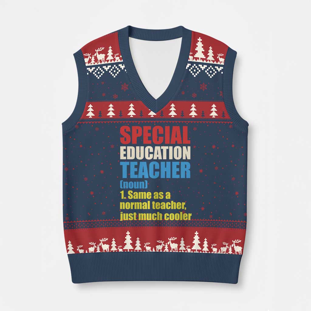 Special Education Teacher Definition V-Neck Knit Sweater Vest Funny Back to School