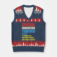 Special Education Teacher Definition V-Neck Knit Sweater Vest Funny Back to School
