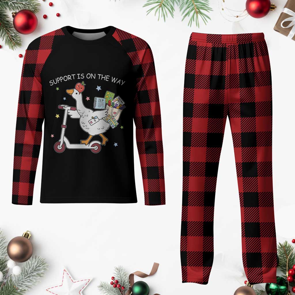 Special Education SPED Teacher Goose Scooter Plaid Pajama Set Support Is On The Way