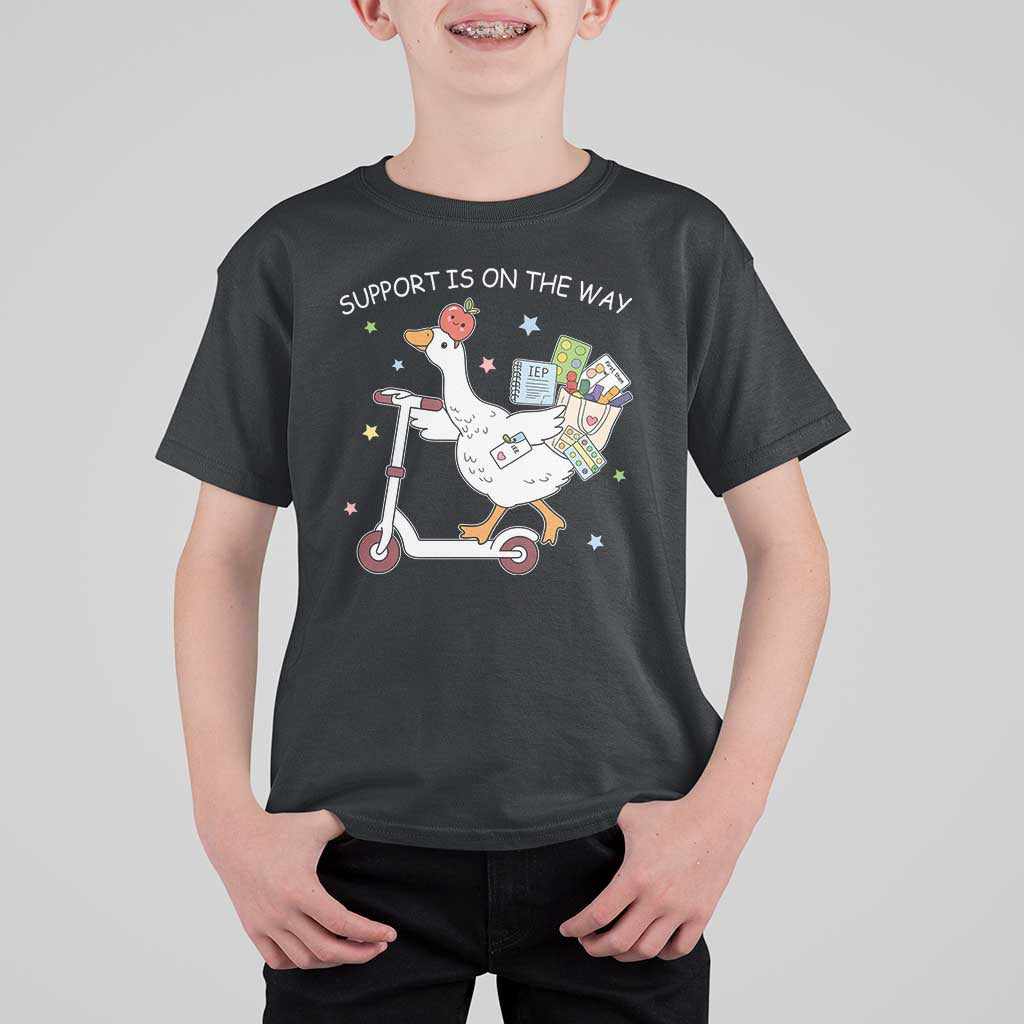 Special Education SPED Teacher Goose Scooter T Shirt For Kid Support Is On The Way