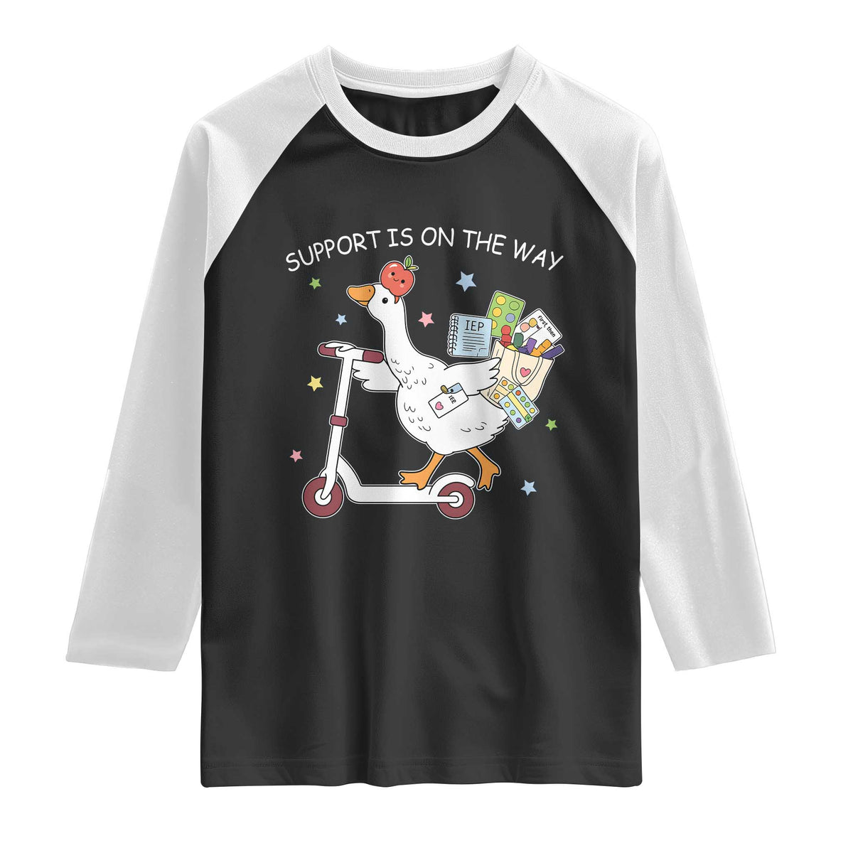 Special Education SPED Teacher Goose Scooter Raglan Shirt Support Is On The Way
