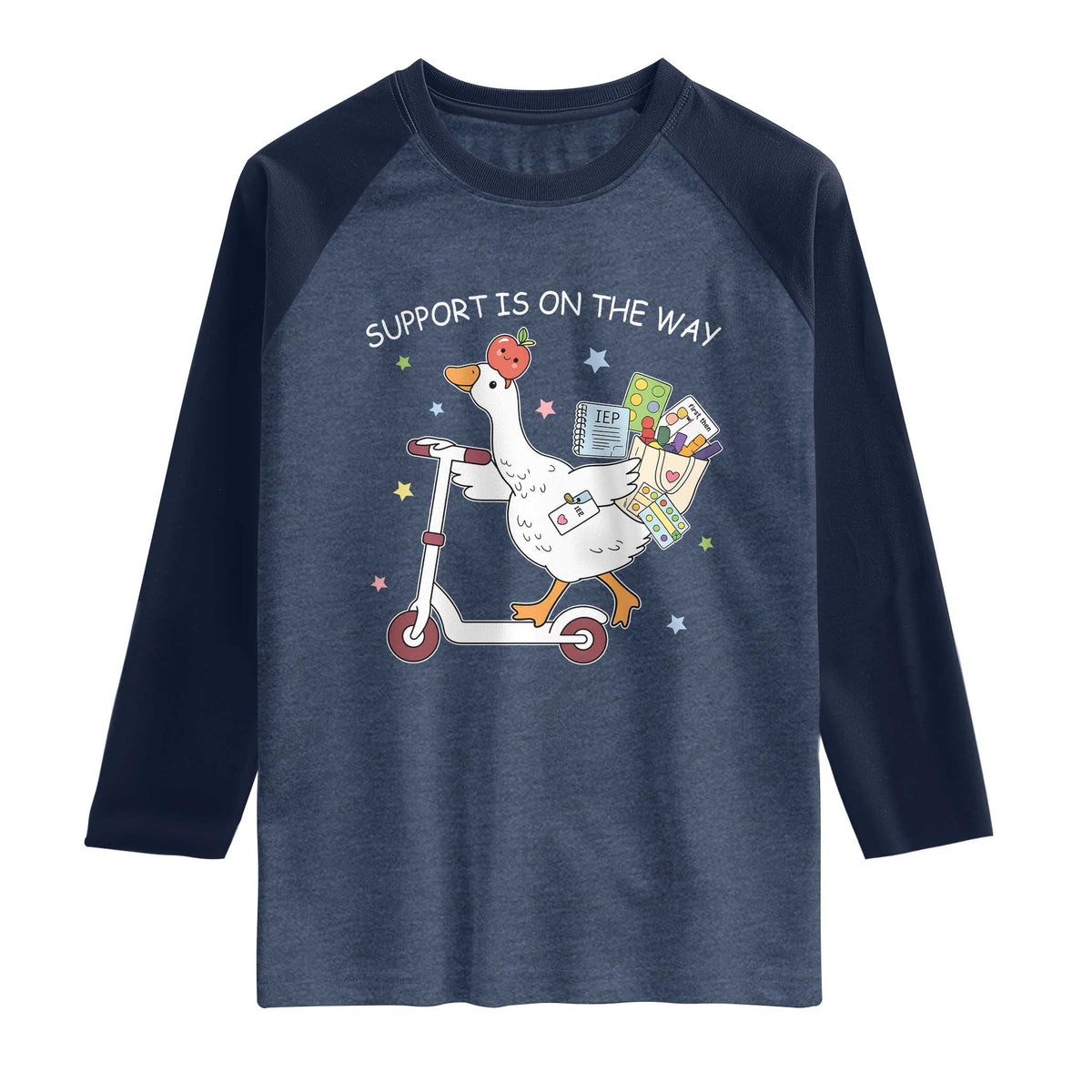 Special Education SPED Teacher Goose Scooter Raglan Shirt Support Is On The Way