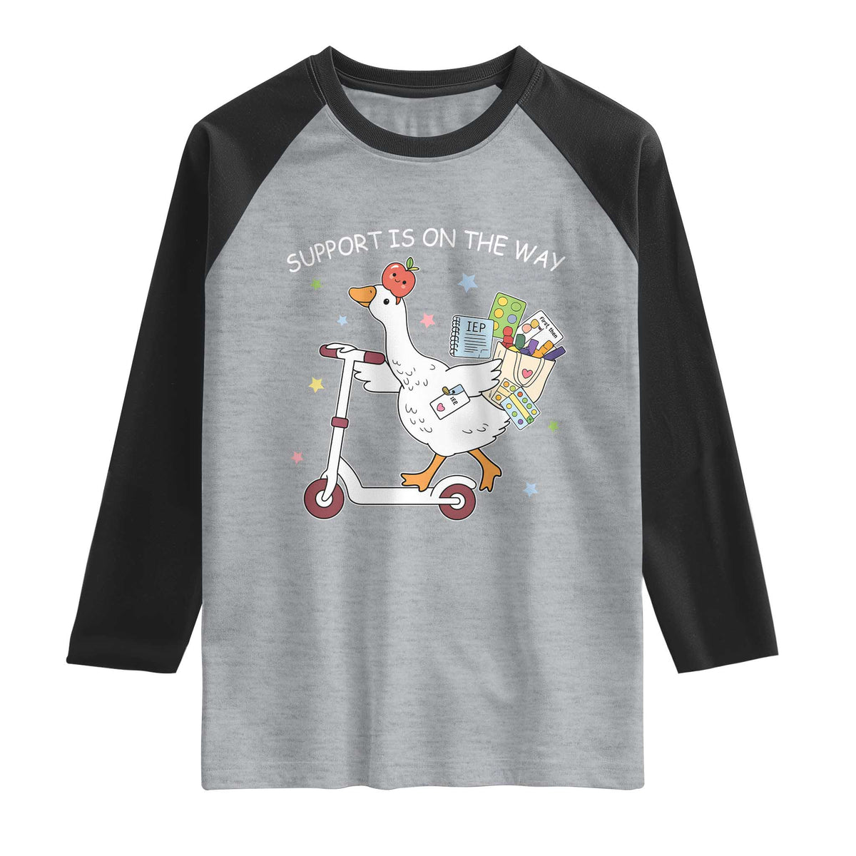 Special Education SPED Teacher Goose Scooter Raglan Shirt Support Is On The Way