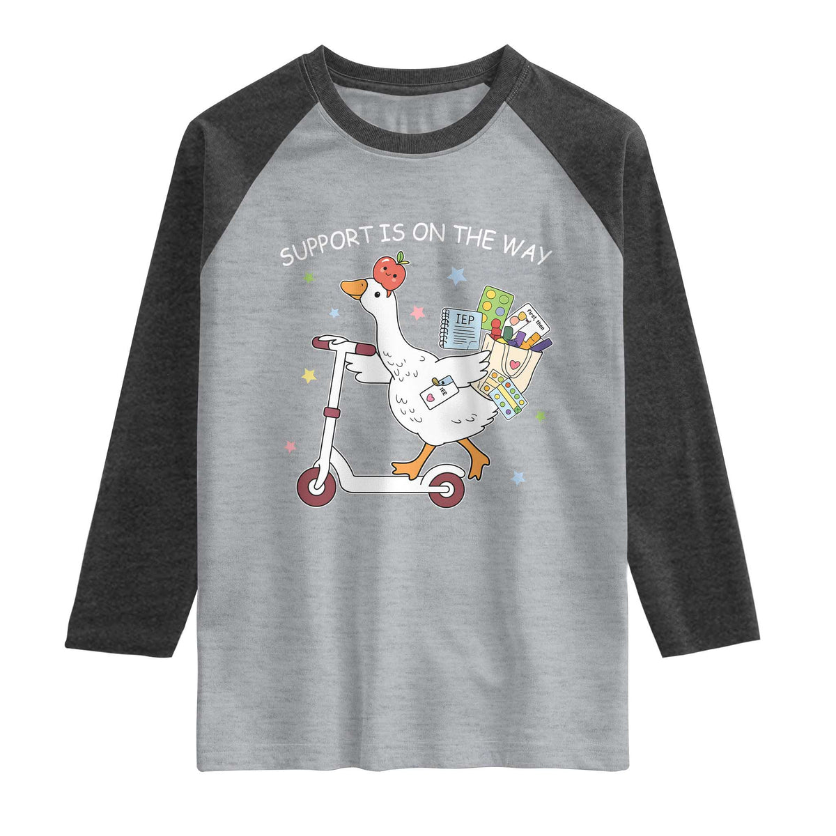 Special Education SPED Teacher Goose Scooter Raglan Shirt Support Is On The Way