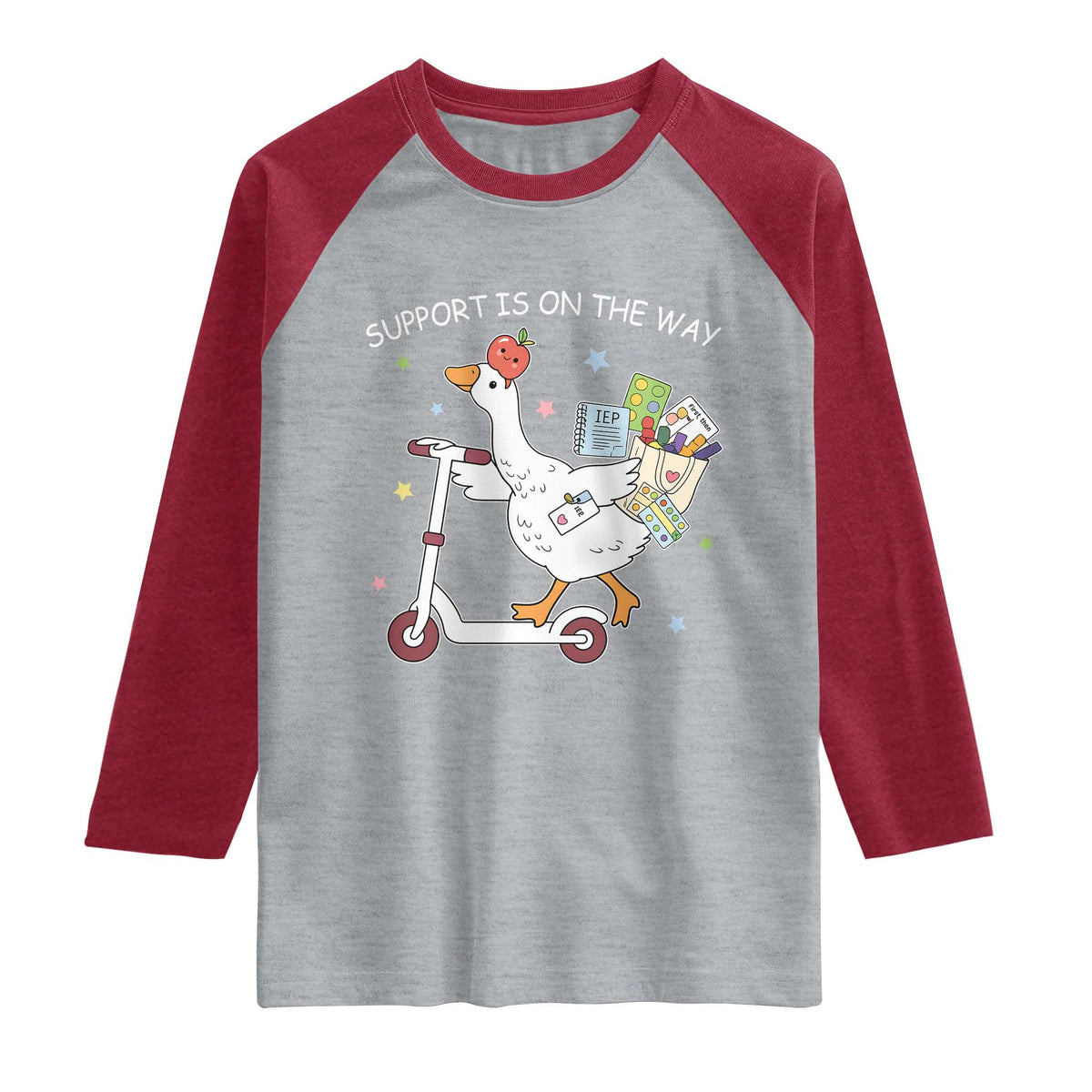 Special Education SPED Teacher Goose Scooter Raglan Shirt Support Is On The Way