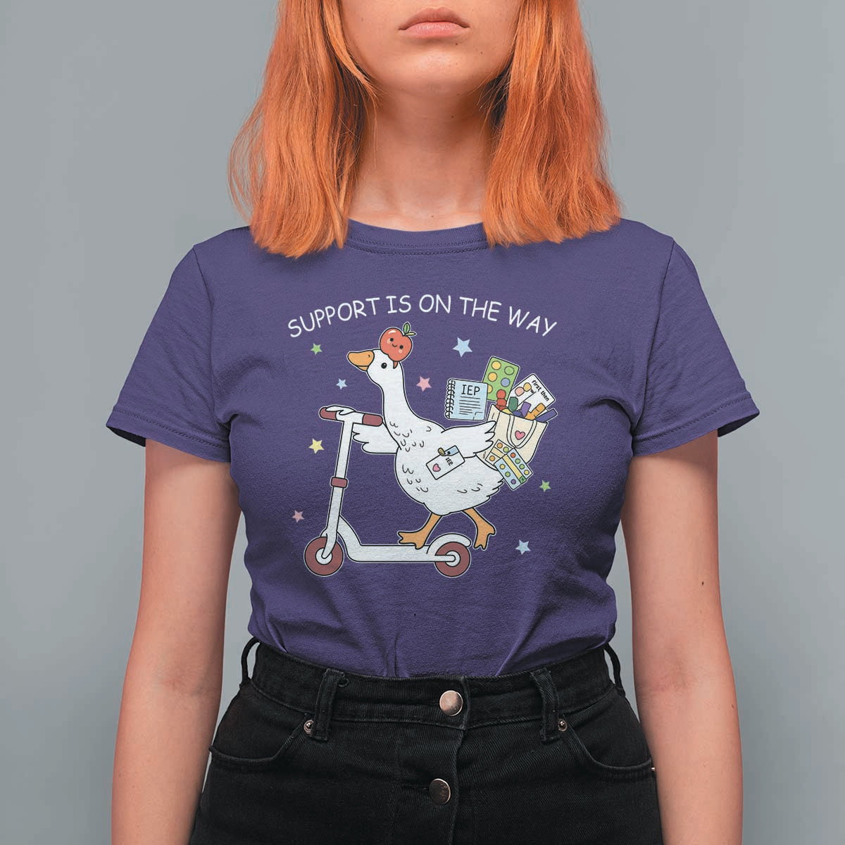 Special Education SPED Teacher Goose Scooter T Shirt For Women Support Is On The Way