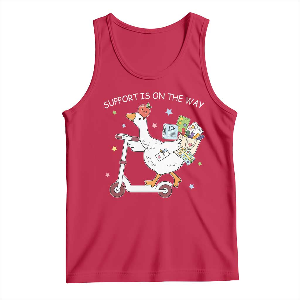 Special Education SPED Teacher Goose Scooter Tank Top Support Is On The Way