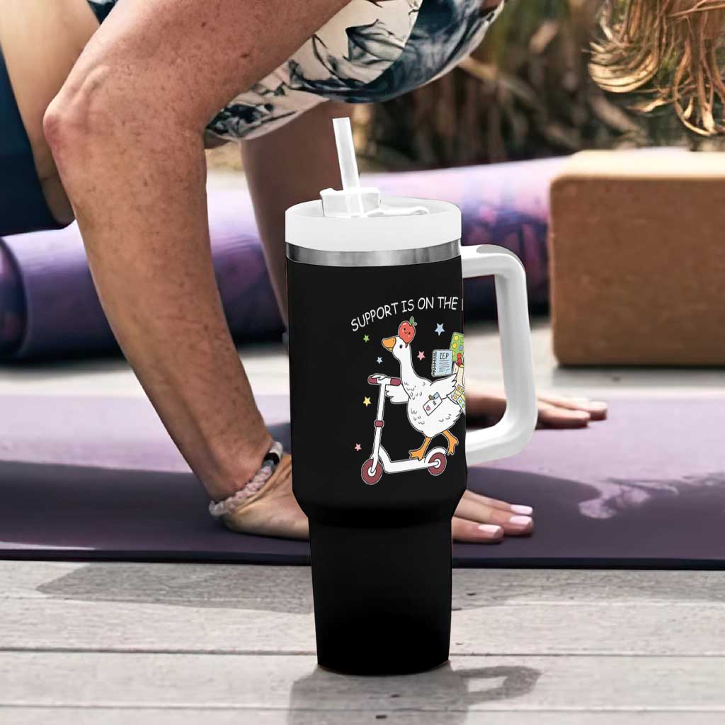 Special Education SPED Teacher Goose Scooter Tumbler With Handle Support Is On The Way