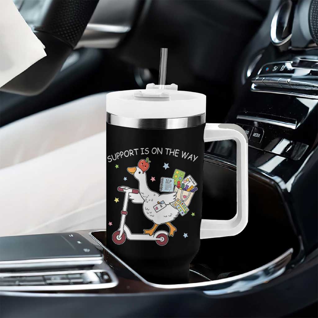 Special Education SPED Teacher Goose Scooter Tumbler With Handle Support Is On The Way