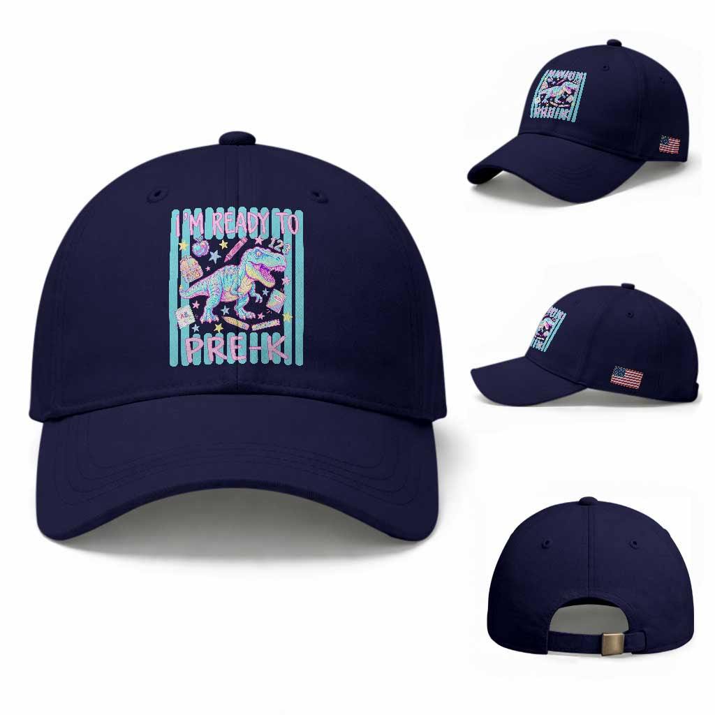 Funny Dinosaur First Day of School Pre-k Kindergarten Baseball Cap I'm Ready To Pre K