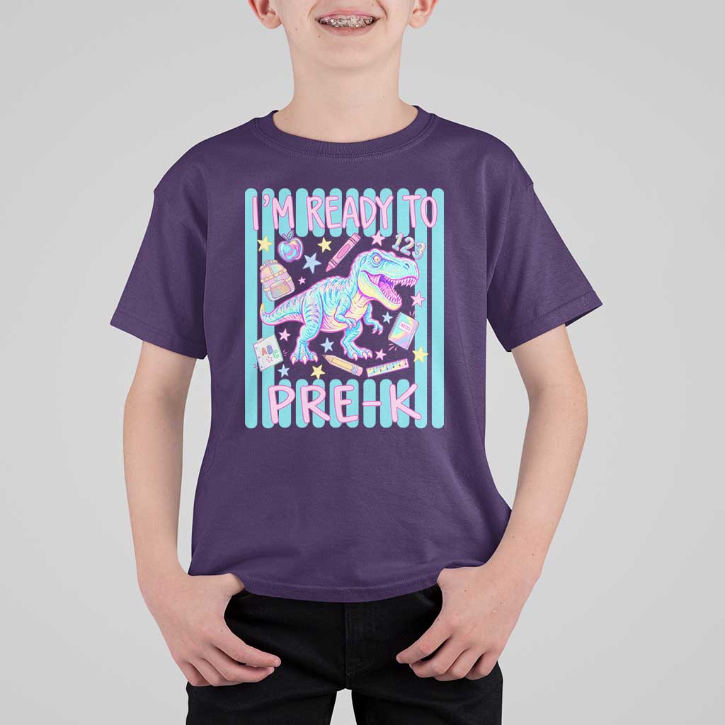 Funny Dinosaur First Day of School Pre-k Kindergarten T Shirt For Kid I'm Ready To Pre K