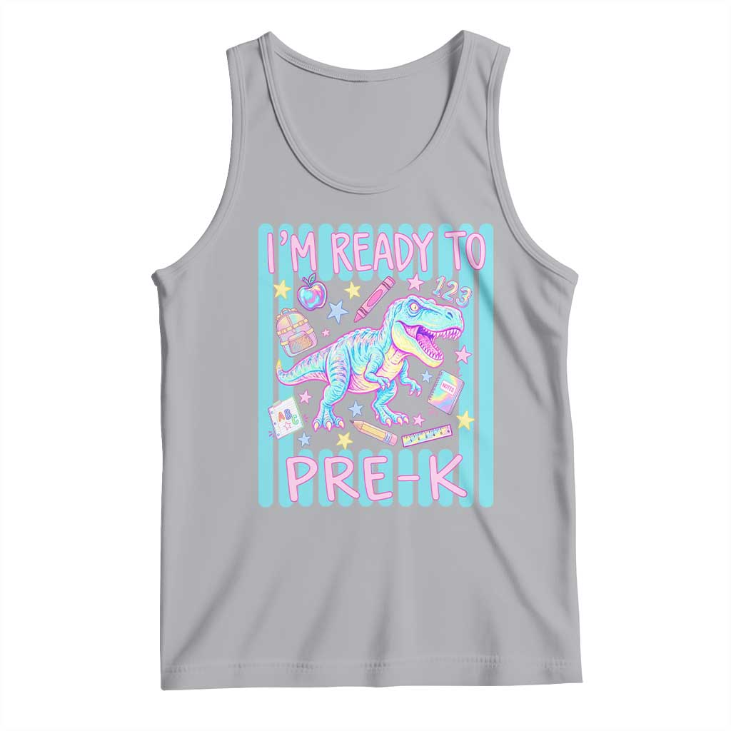 Funny Dinosaur First Day of School Pre-k Kindergarten Tank Top I'm Ready To Pre K