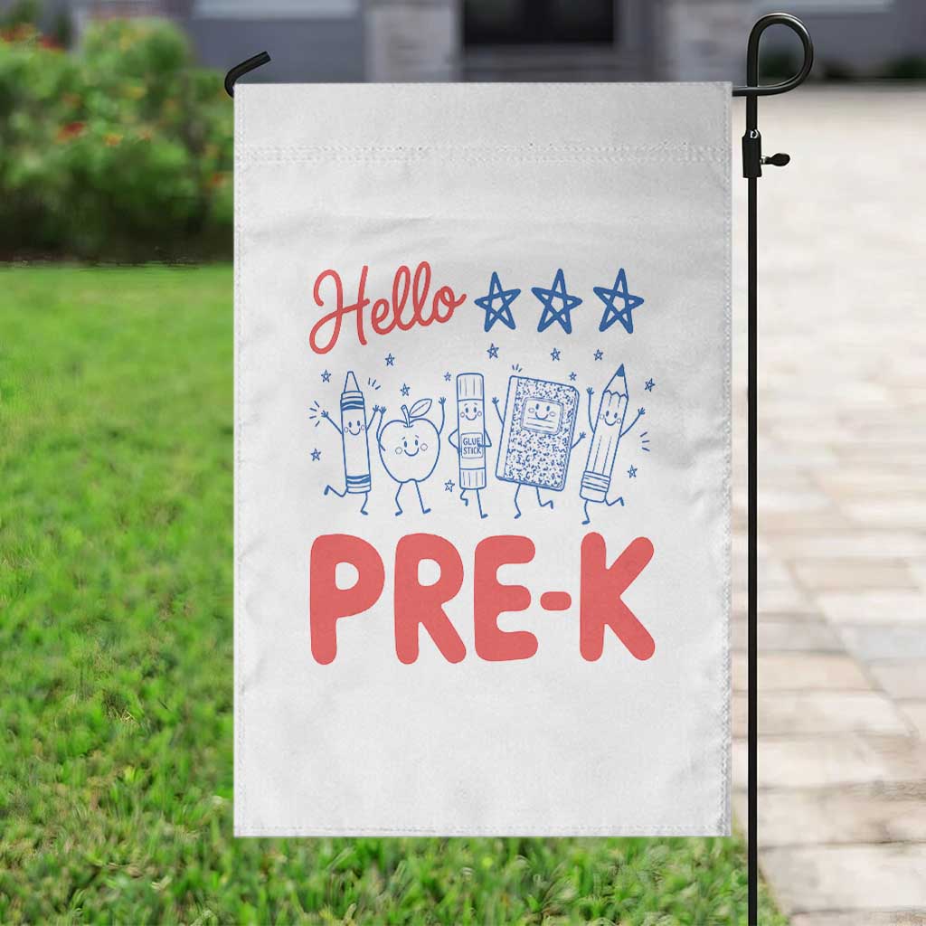 First Day of Pre-K Boys Girls Toddler Preschool Patriotic US Garden Flag