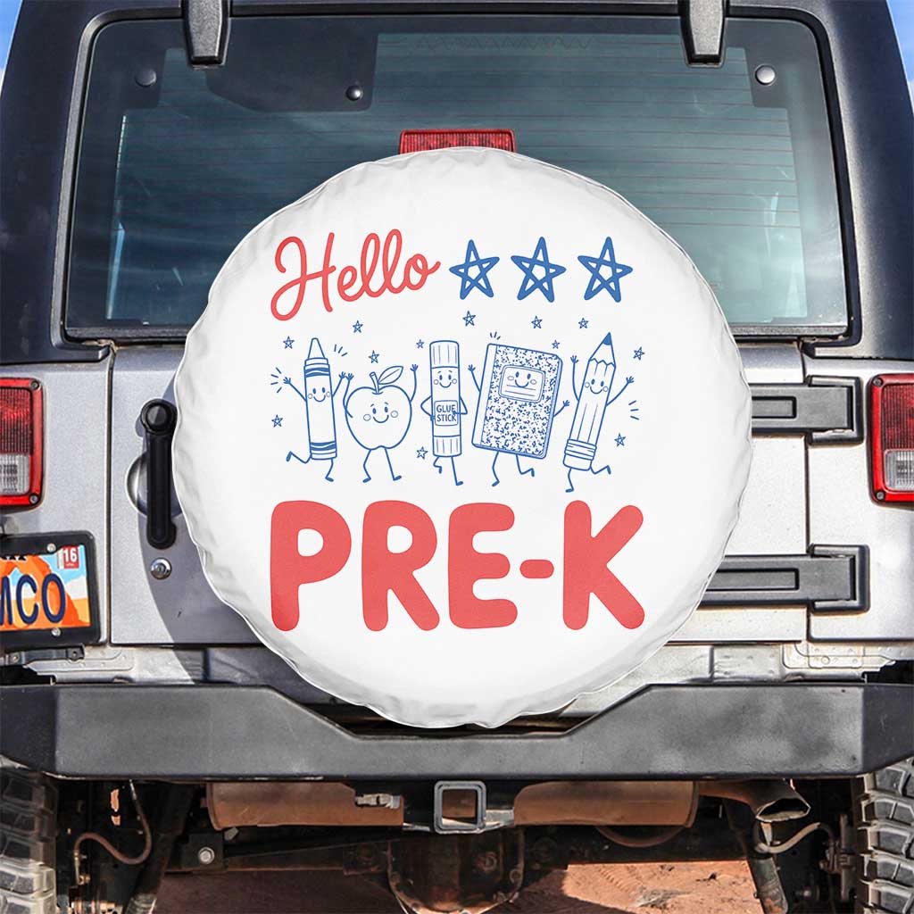 First Day of Pre-K Boys Girls Toddler Preschool Patriotic US Spare Tire Cover