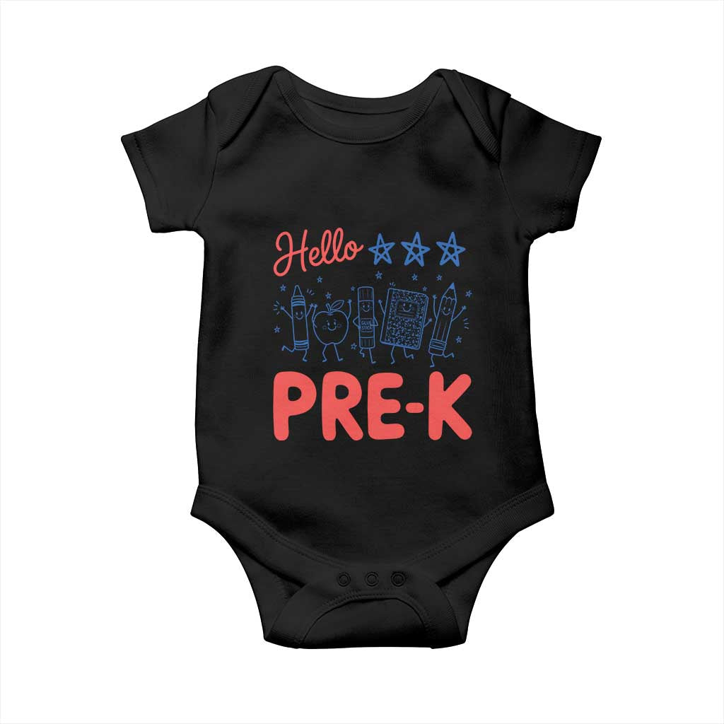 First Day of Pre-K Boys Girls Toddler Preschool Patriotic US Baby Onesie