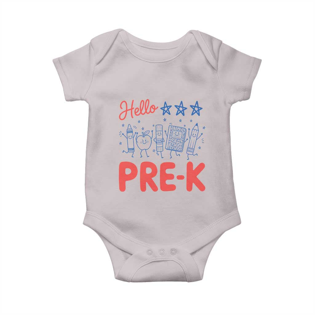 First Day of Pre-K Boys Girls Toddler Preschool Patriotic US Baby Onesie