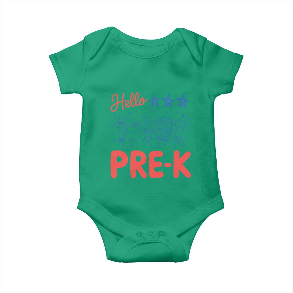 First Day of Pre-K Boys Girls Toddler Preschool Patriotic US Baby Onesie