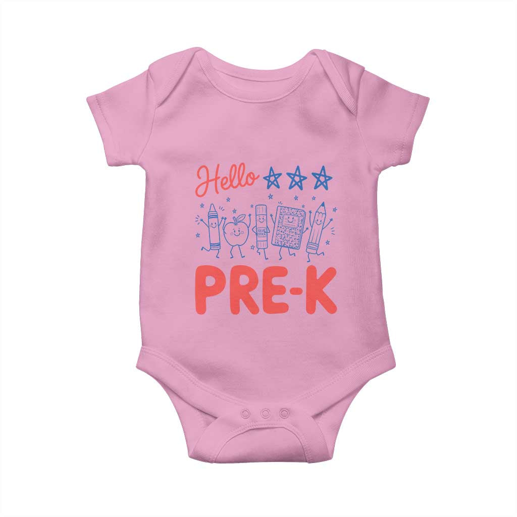 First Day of Pre-K Boys Girls Toddler Preschool Patriotic US Baby Onesie