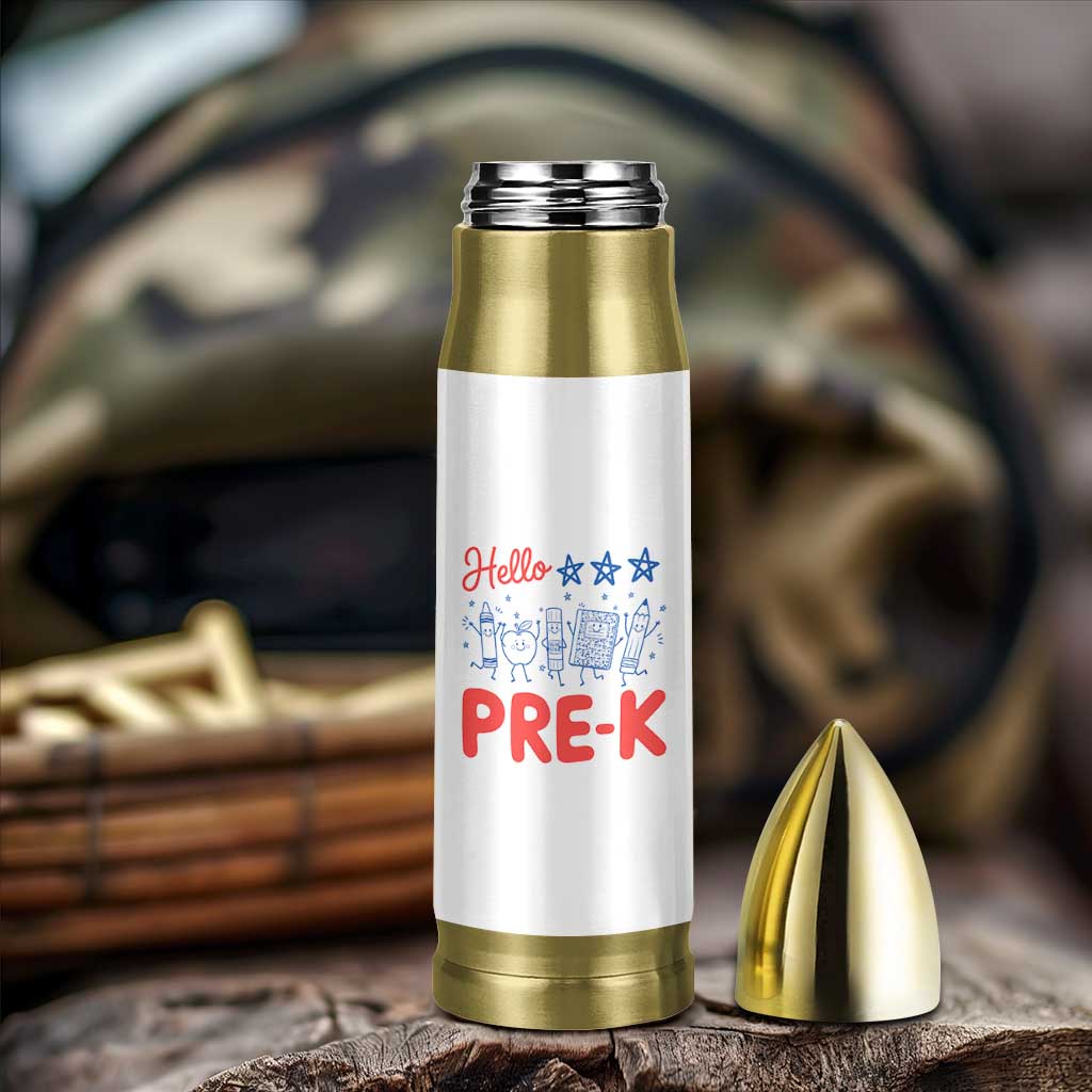 First Day of Pre-K Boys Girls Toddler Preschool Patriotic US Bullet Tumbler