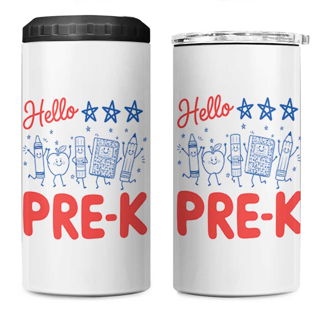 First Day of Pre-K Boys Girls Toddler Preschool Patriotic US 4 in 1 Can Cooler Tumbler