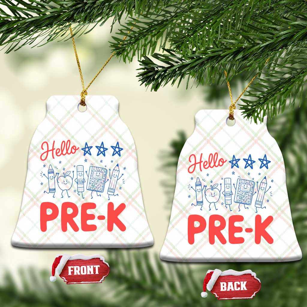 First Day of Pre-K Boys Girls Toddler Preschool Patriotic US Ceramic Ornament