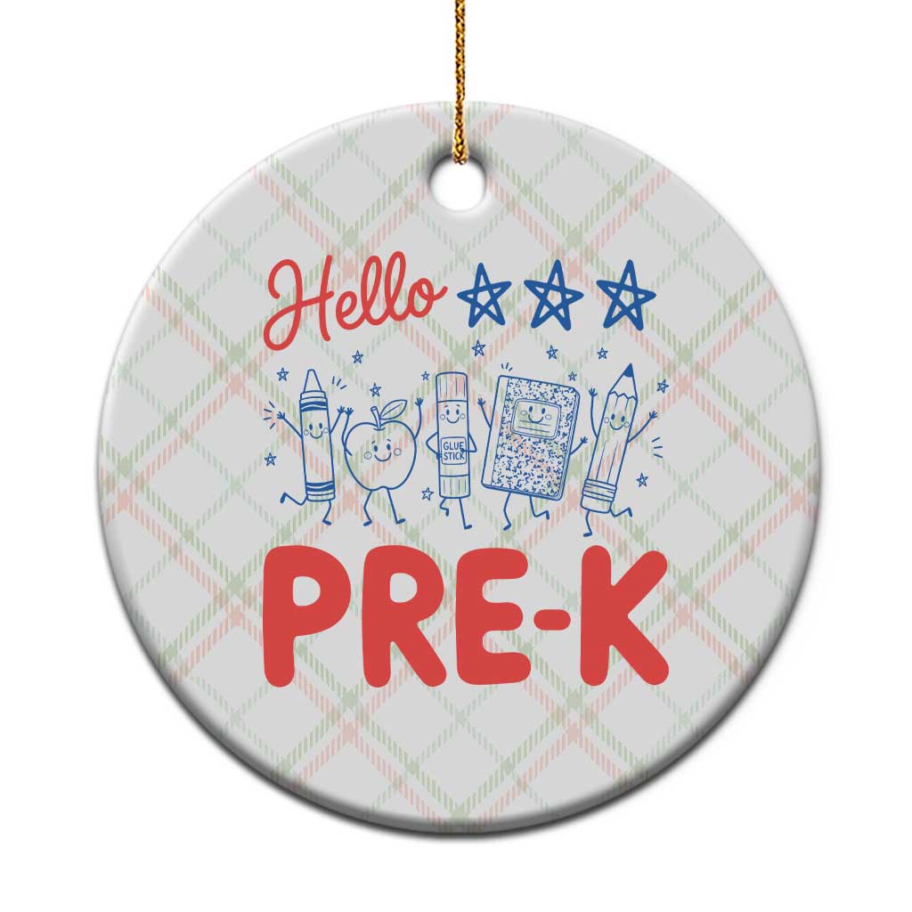 First Day of Pre-K Boys Girls Toddler Preschool Patriotic US Ceramic Ornament