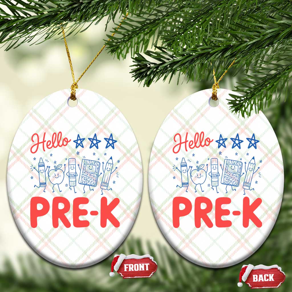First Day of Pre-K Boys Girls Toddler Preschool Patriotic US Ceramic Ornament