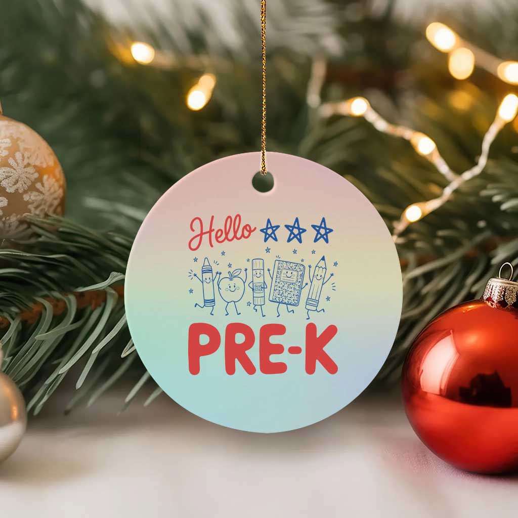 First Day of Pre-K Boys Girls Toddler Preschool Patriotic US Ceramic Ornament