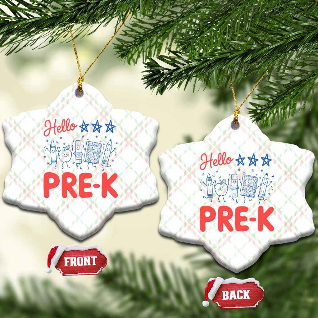 First Day of Pre-K Boys Girls Toddler Preschool Patriotic US Ceramic Ornament