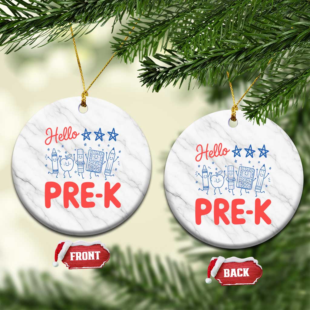 First Day of Pre-K Boys Girls Toddler Preschool Patriotic US Ceramic Ornament