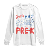 First Day of Pre-K Boys Girls Toddler Preschool Patriotic US Long Sleeve Shirt