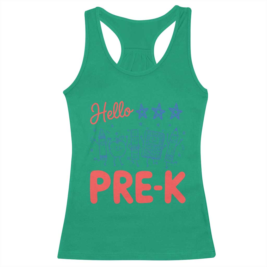First Day of Pre-K Boys Girls Toddler Preschool Patriotic US Racerback Tank Top