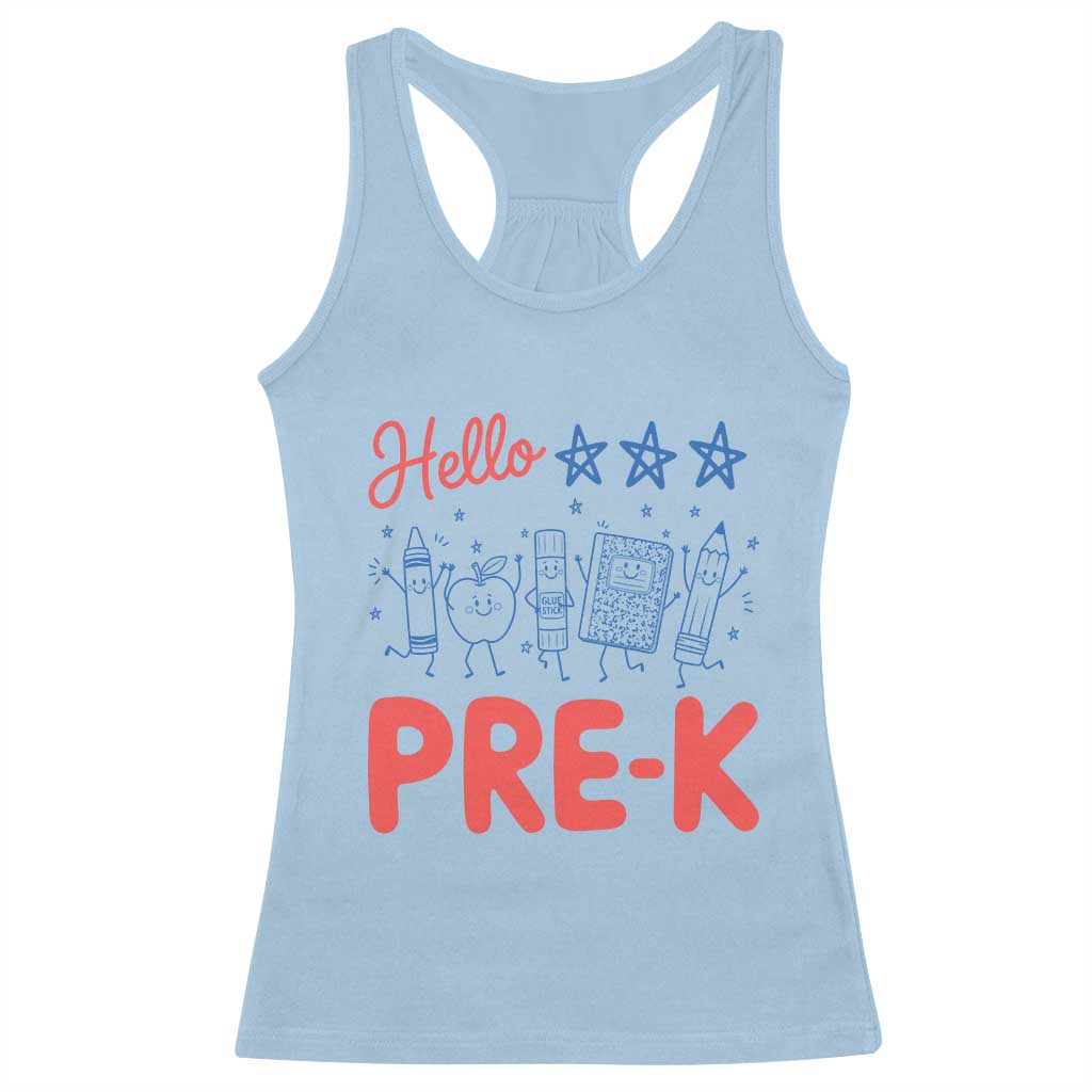 First Day of Pre-K Boys Girls Toddler Preschool Patriotic US Racerback Tank Top