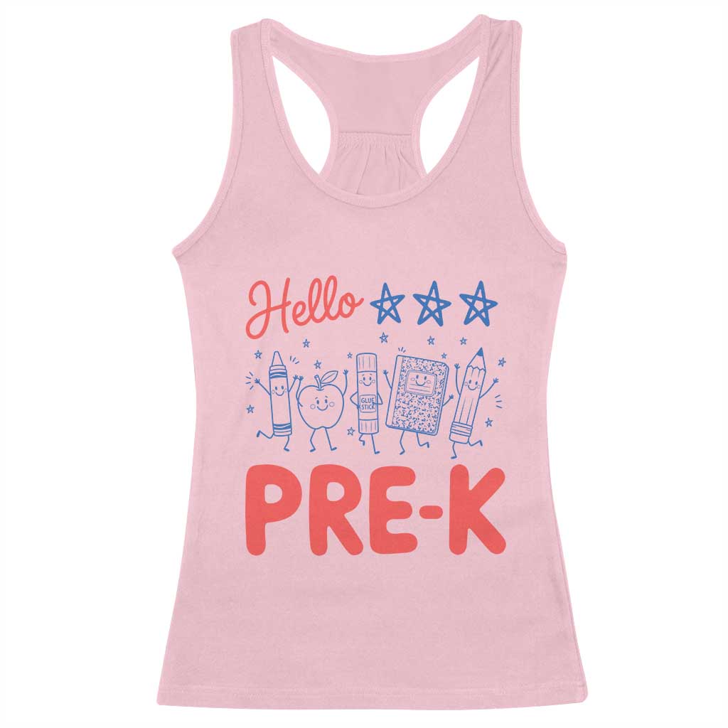 First Day of Pre-K Boys Girls Toddler Preschool Patriotic US Racerback Tank Top