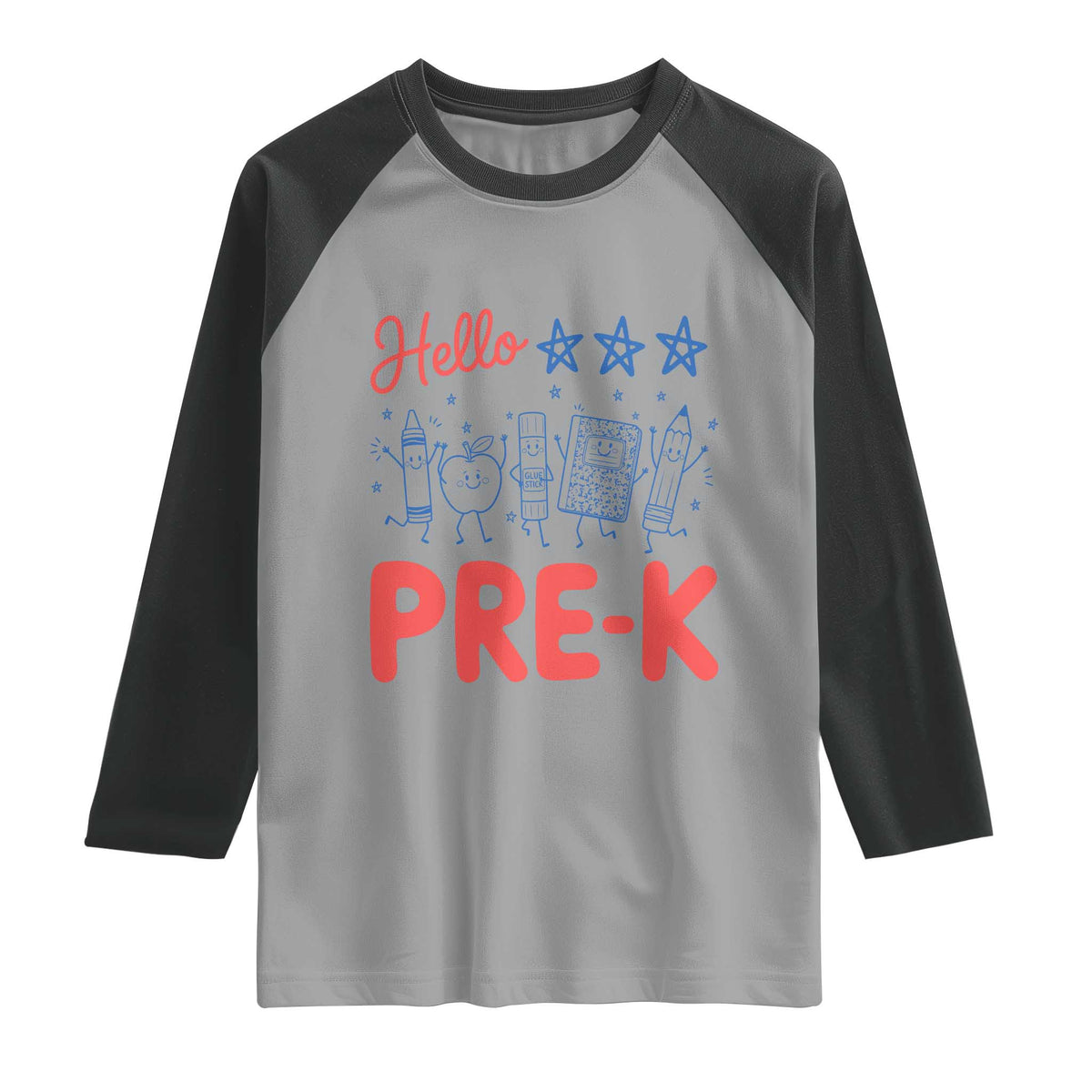 First Day of Pre-K Boys Girls Toddler Preschool Patriotic US Raglan Shirt