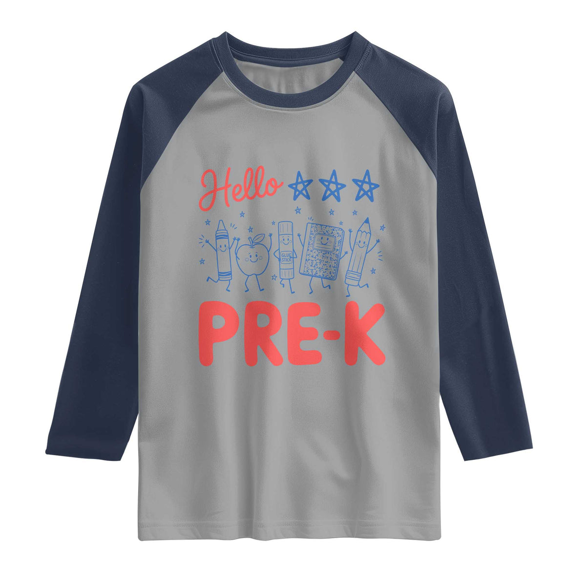 First Day of Pre-K Boys Girls Toddler Preschool Patriotic US Raglan Shirt