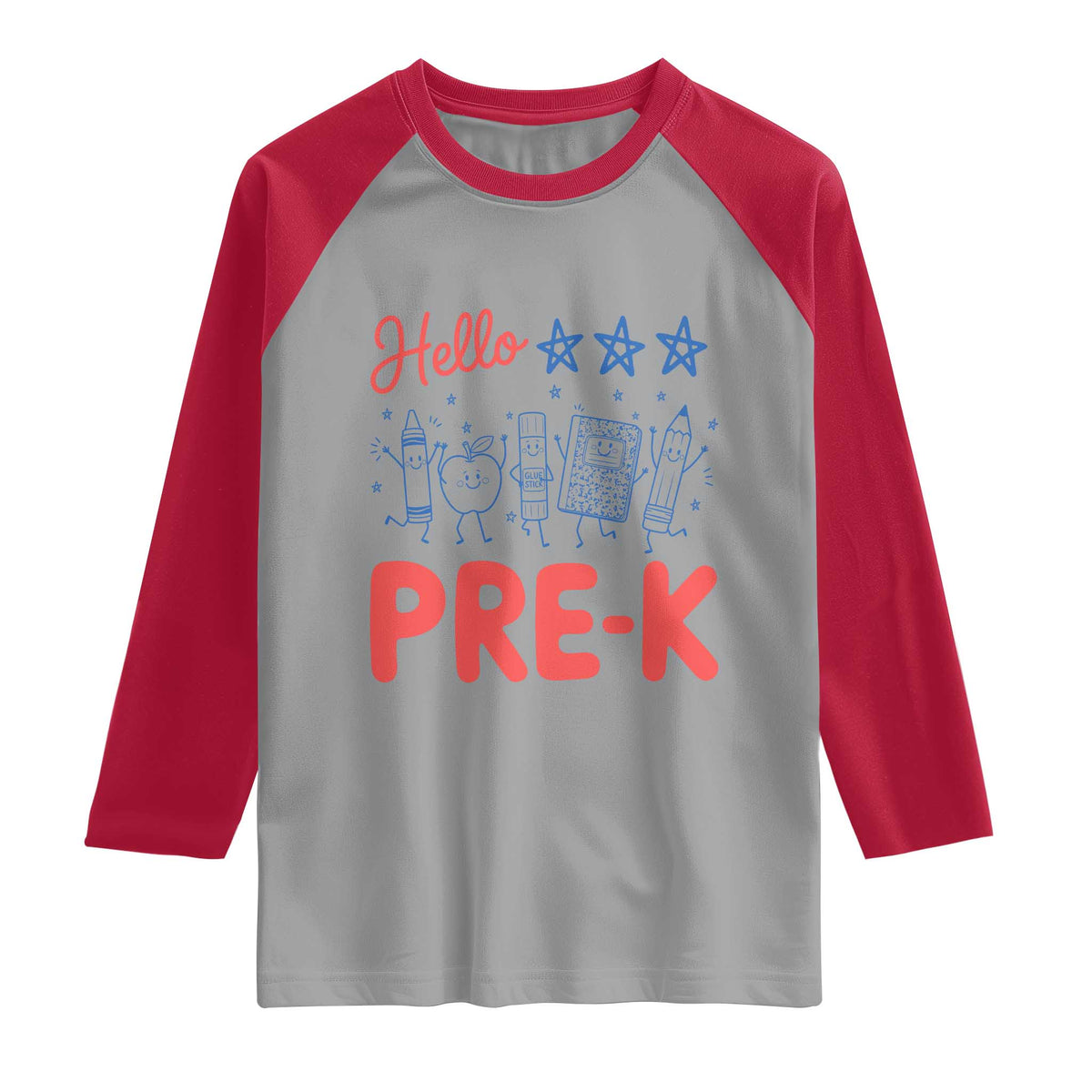 First Day of Pre-K Boys Girls Toddler Preschool Patriotic US Raglan Shirt