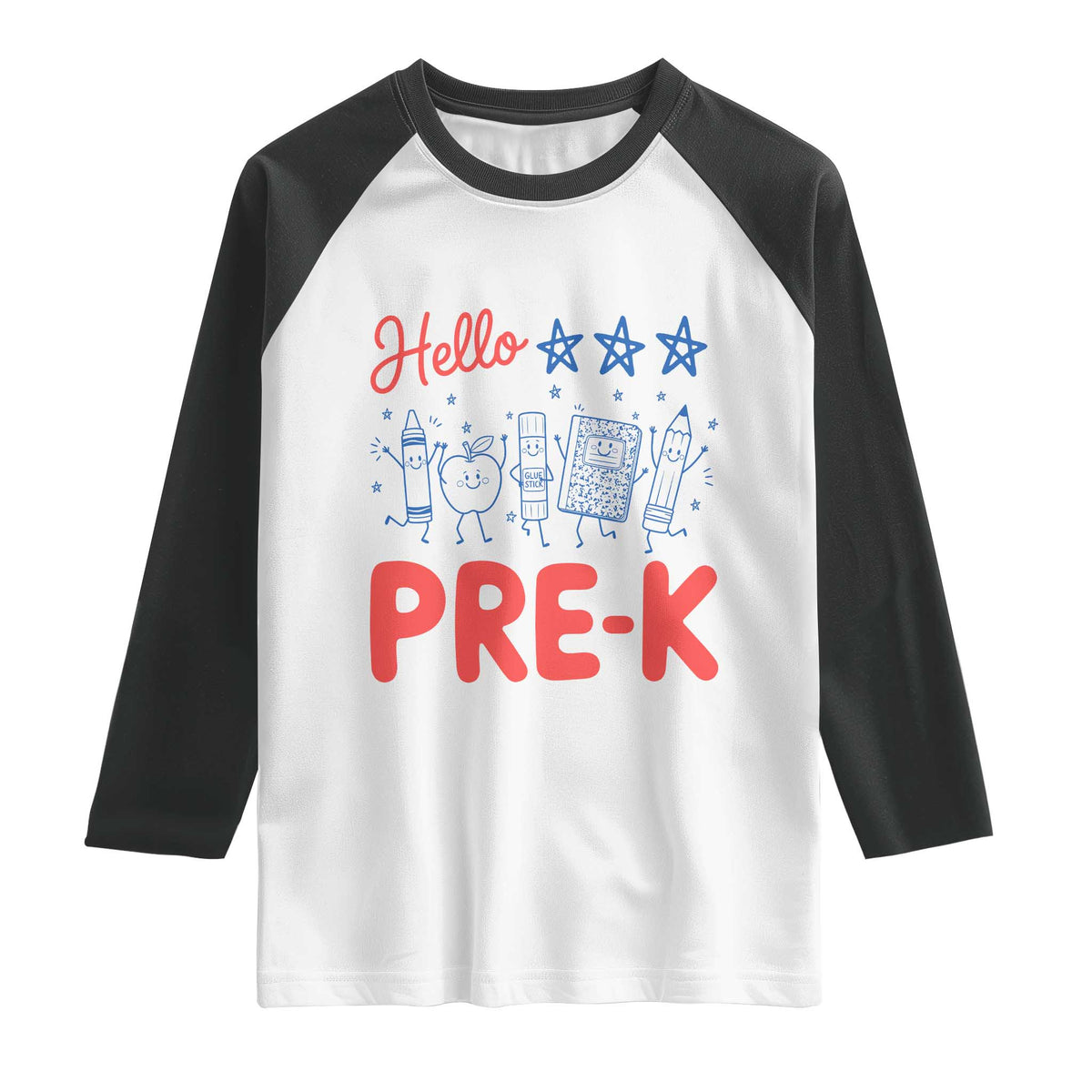 First Day of Pre-K Boys Girls Toddler Preschool Patriotic US Raglan Shirt