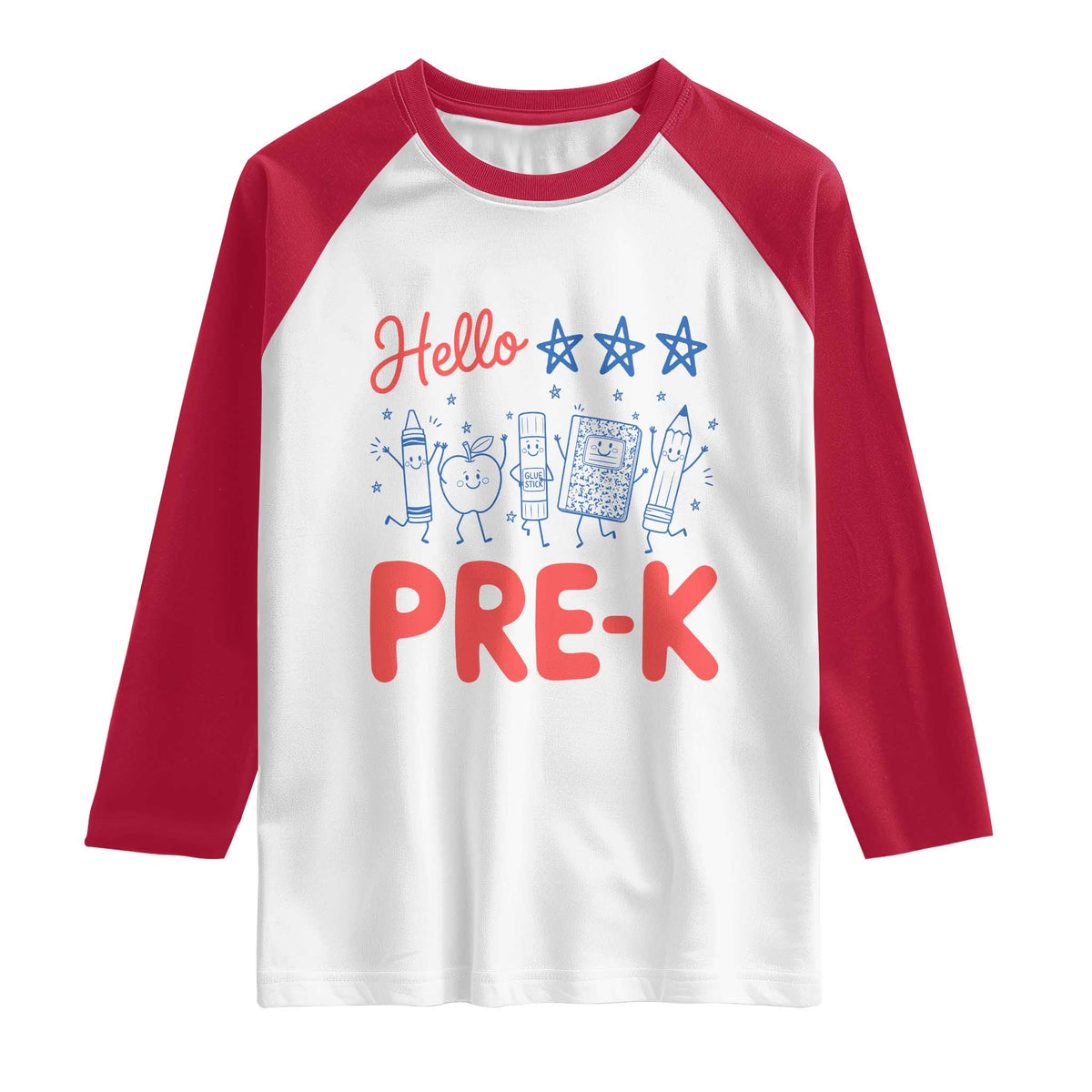 First Day of Pre-K Boys Girls Toddler Preschool Patriotic US Raglan Shirt