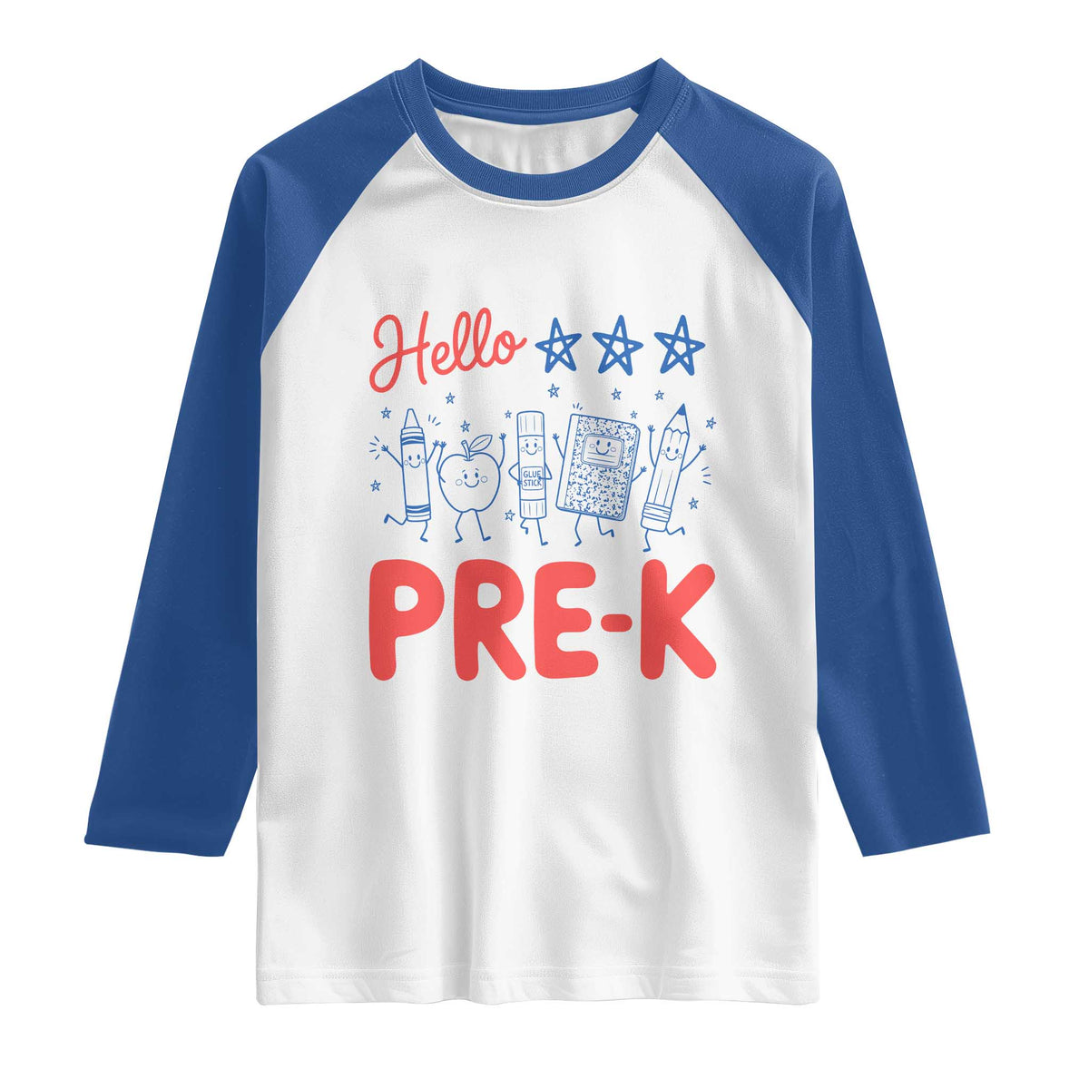 First Day of Pre-K Boys Girls Toddler Preschool Patriotic US Raglan Shirt