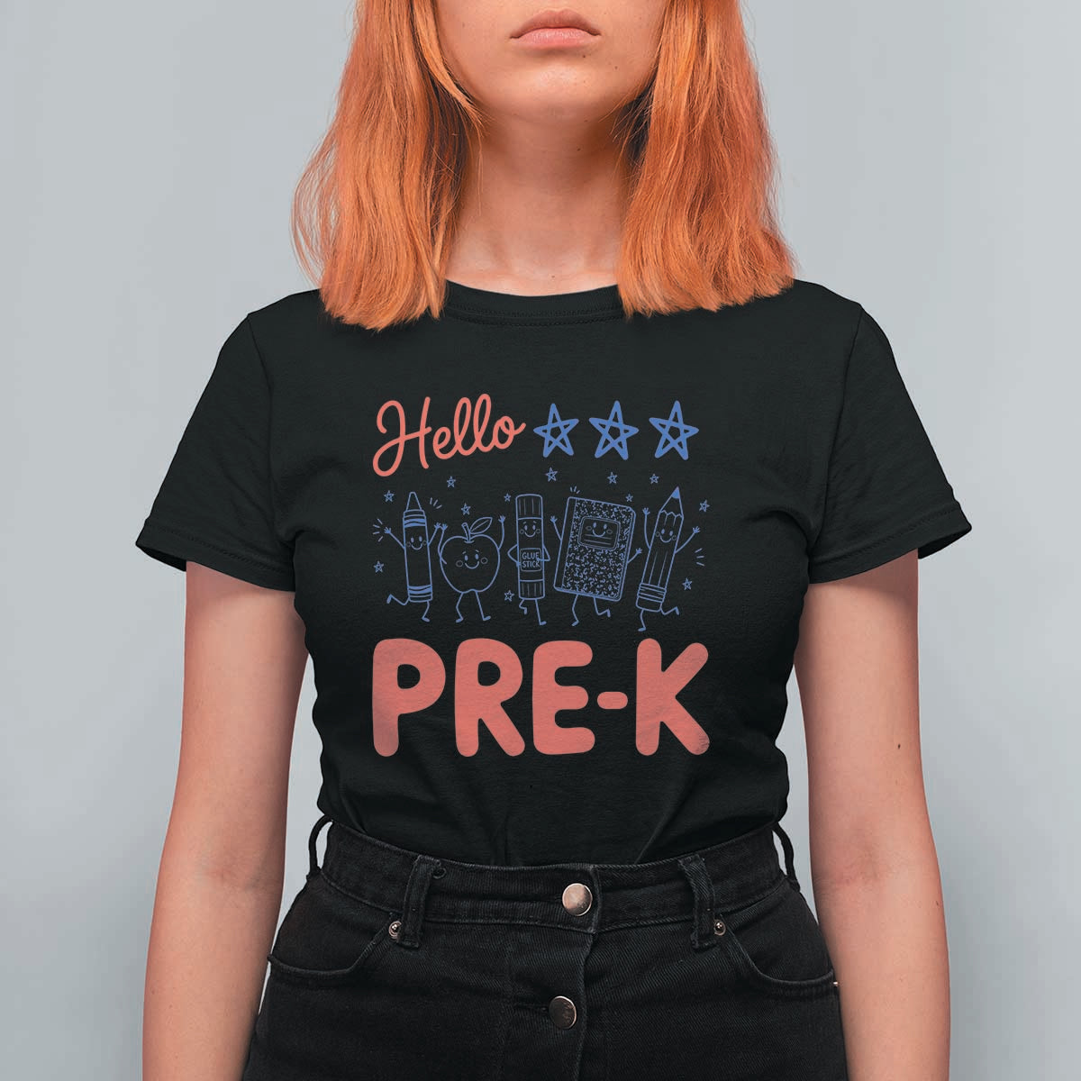 First Day of Pre-K Boys Girls Toddler Preschool Patriotic US T Shirt For Women