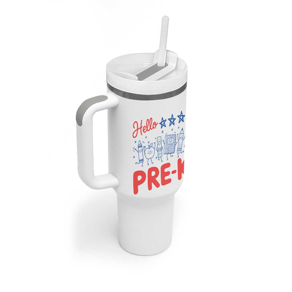 First Day of Pre-K Boys Girls Toddler Preschool Patriotic US Tumbler With Handle