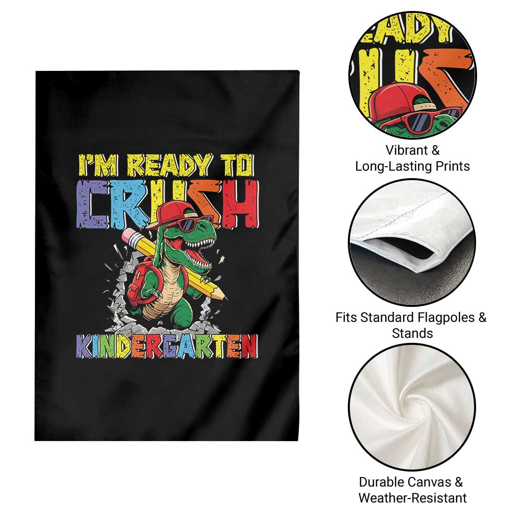 I'm Ready to Crush Pre-K Back to School T-Rex Dinosaur Garden Flag