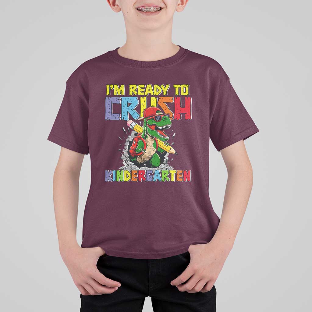 I'm Ready to Crush Pre-K Back to School T-Rex Dinosaur T Shirt For Kid